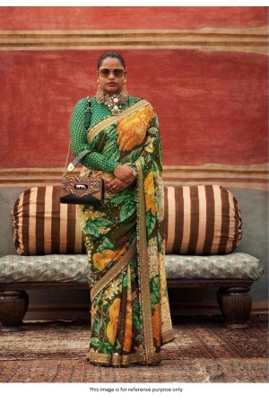 Bollywood Sabyasachi Inspired Green floral saree