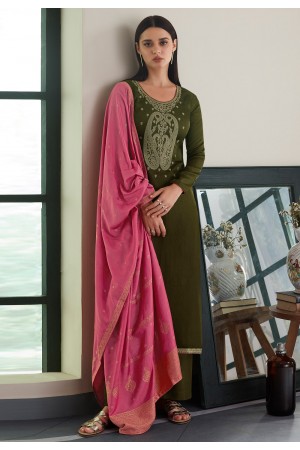 Mehndi silk palazzo suit 8446