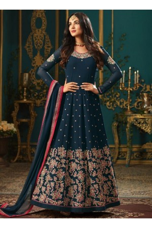 Sonal Chauhan Blue Georgette party wear anarkali kameez