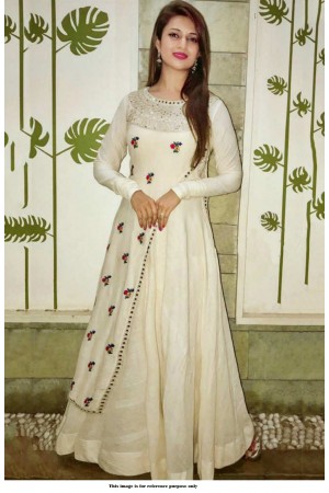 Bollywood Style Divyanka tripathi White taffeta silk gown