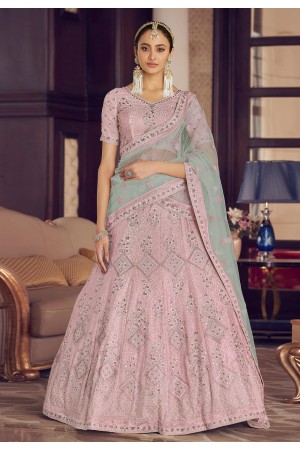 Pink crepe a line lehenga choli 9419