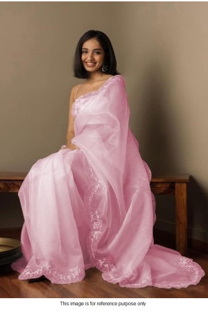 Bollywood Model light pink organza silk saree