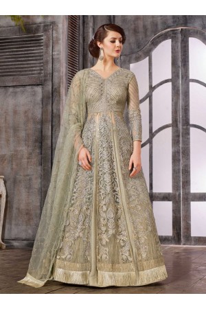 Grey color net wedding wear Ghagra Choli