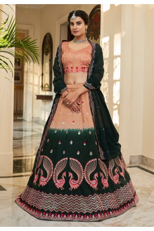 Art silk a line lehenga choli in Green colour 2265