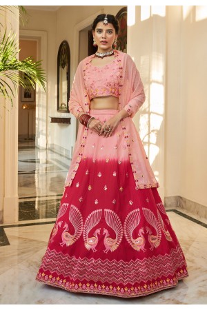 Art silk a line lehenga choli in Peach colour 2264