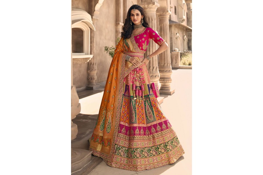 Banarasi Silk Circular Lehenga Choli In Multicolor Colour 10237