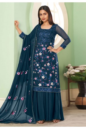 Teal georgette pakistani suit 2049C