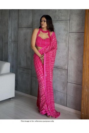 Bollywood model Rani pink double sequins saree