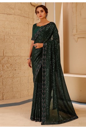 Green lycra readymade one minute skirt saree 1015793d