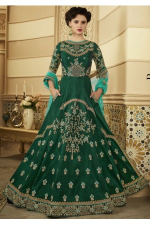 Emerald green silk Indian wedding anarkali