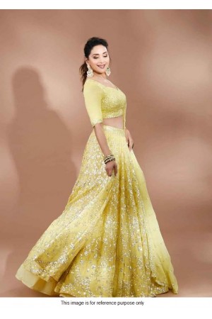 Bollywood Madhuri Dixit Inspired Yellow Lehenga choli