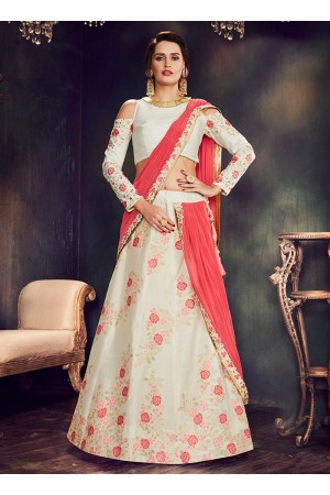 Off white weaved silk wedding lehenga choli