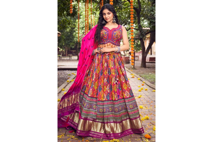 Silk Readymade Circular Lehenga Choli In Pink Colour 103