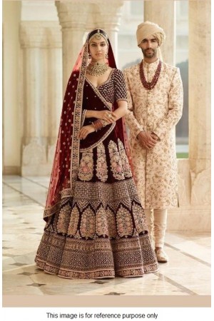 Bollywood Sabyasachi mukherji inspired maroon velvet lehenga