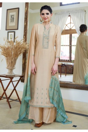 Beige cotton kameez with palazzo 605