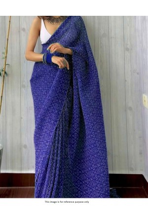 Bollywood model royal blue crush georgette saree