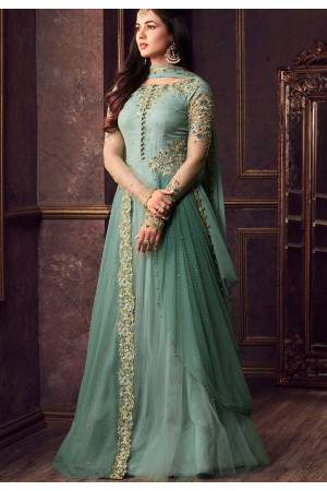 Sonal Chauhan sea green net wedding anarkali