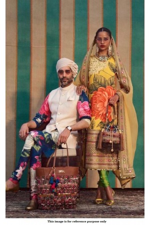 Bollywood Sabyasachi Inspired floral Yellow churidar