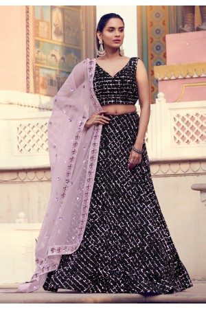 Black lycra party wear lehenga choli 5804