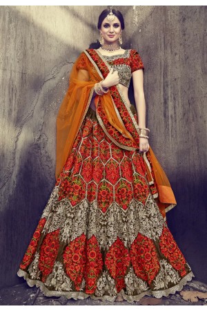 Brown color velvet wedding lehenga