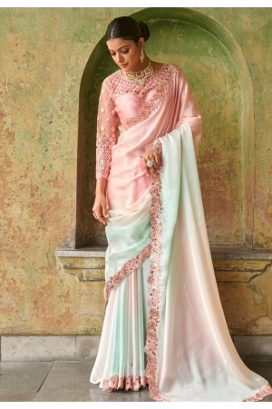 Satin half n half Saree in Pink colour 1103a