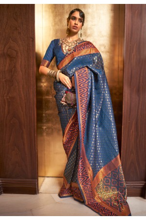 Blue silk saree with blouse 271008