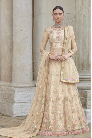 Cream color party wear Lehenga Choli