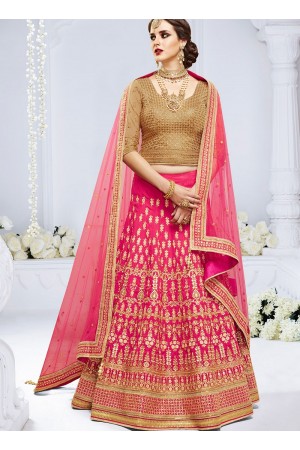 Pink color paris silk wedding lehenga choli