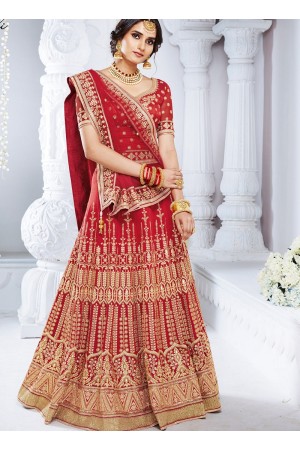 Red color bhagulpuri wedding lehenga choli