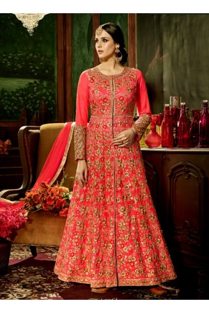 Gajri silk bridal wear embroidery work anarkali style 3882