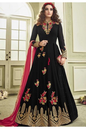 Black color color wedding anarkali suit