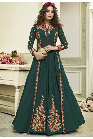 Bottle green color wedding anarkali suit