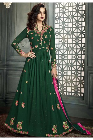 Green color georgette wedding anarkali suit