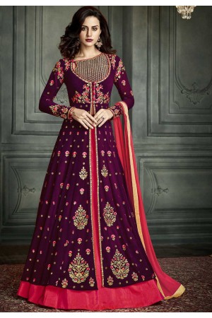 Purple color georgette wedding Lehenga kameez