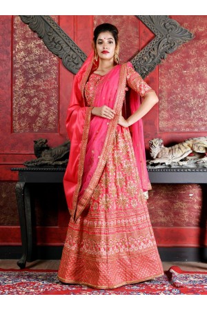 Deep pink silk Indian wedding lehenga