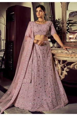 Georgette a line lehenga choli in Pink colour 51004