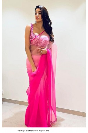 Bollywood Jhanvi Kapoor Inspired pink shaded organza saree