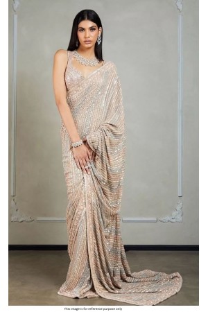 Bollywood Model Peach color georgette sequins saree