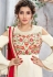 Cream silk embroidered straight cut suit with frill sleeve 5156