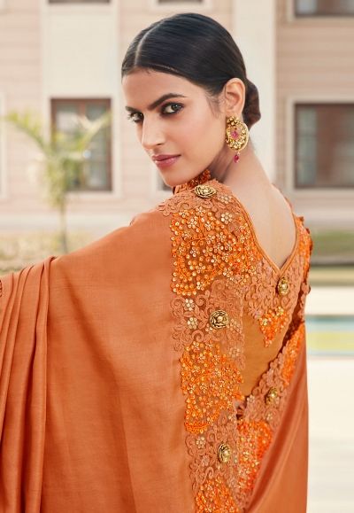 Orange Silk Festival Wear Saree 6606 1158