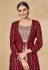 Maroon georgette readymade jacket style suit 27005