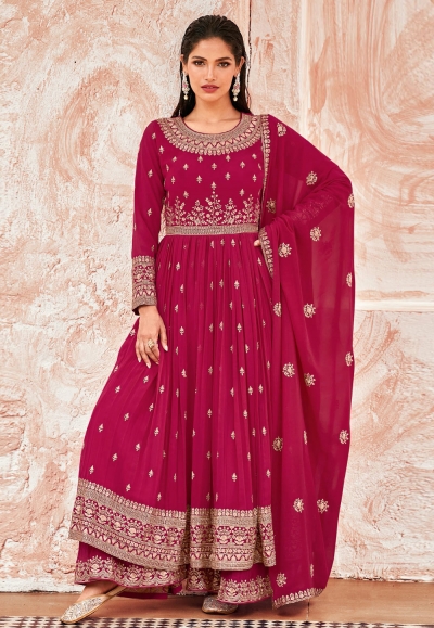 Magenta georgette pakistani suit 9354