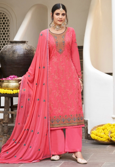 Georgette palazzo suit in Pink colour 161331