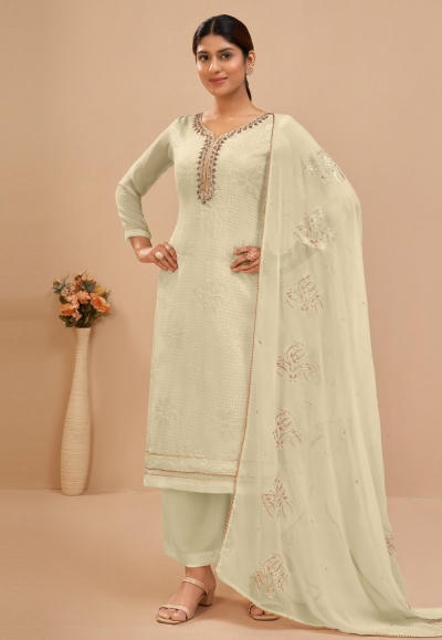 Georgette pakistani suit in Beige colour 2045D