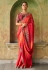 Satin Saree with blouse in Orange colour 1107a
