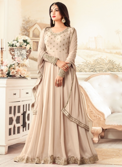 Sonal Chauhan Rangoli Beige Party Wear Anarkali