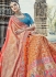 Orange and blue color wedding lehenga