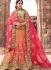 Pink and orange shaded satin silk and net wedding lehenga