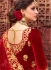 Off white and red satin silk and velvet wedding lehenga