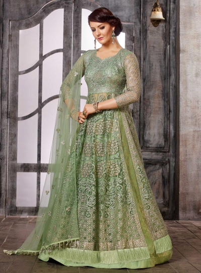 Light Green color net wedding wear Ghagra Choli